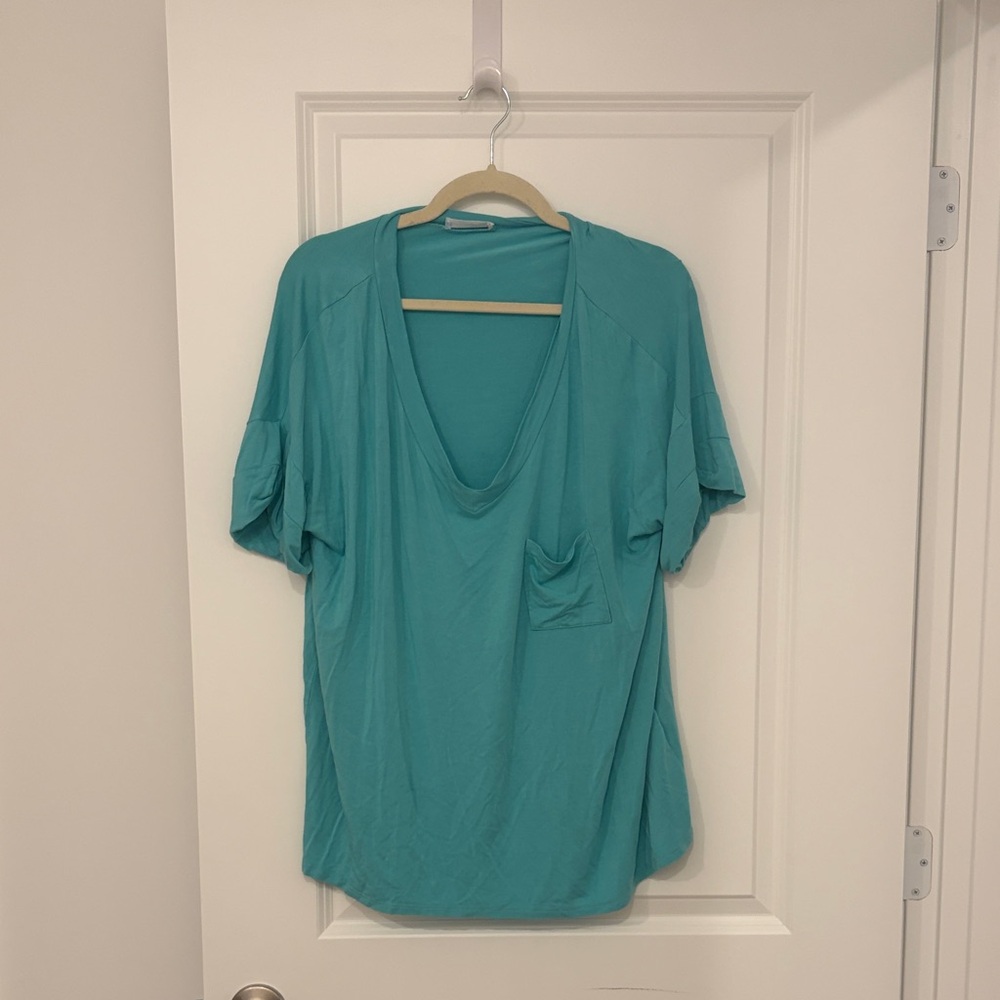 Elegant Teal Short Sleeve Women's Top